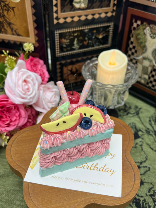 Handcrafted Decorated Triangular Fruit Ceramic Cakes