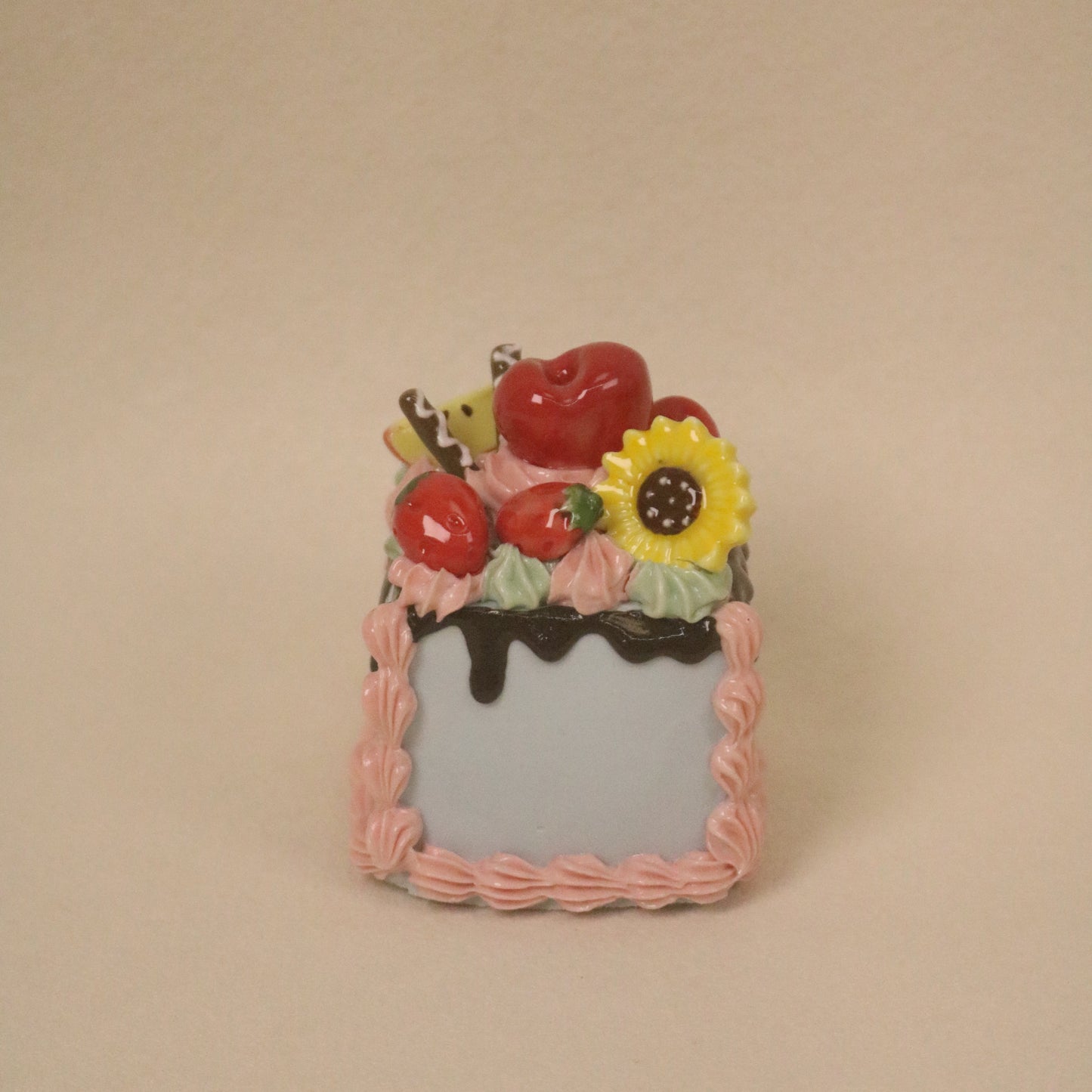 Ceramic Mini Cake Decor, Handmade Square Fruit Cream Ornament