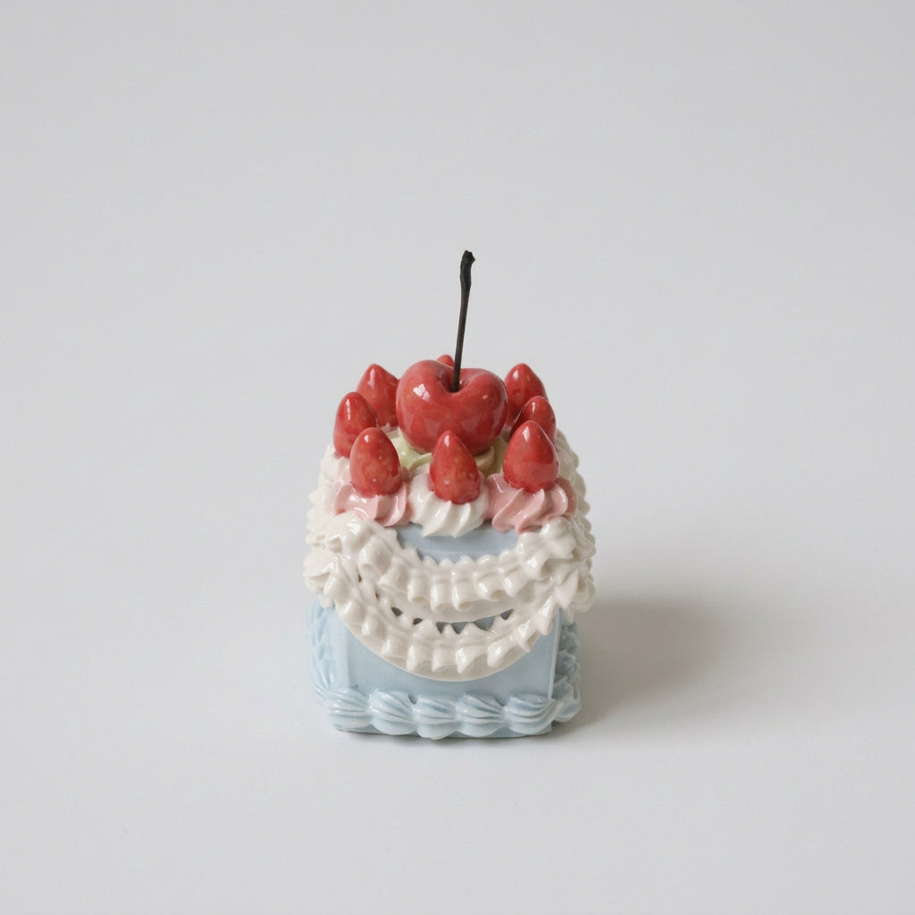 Ceramic Fruit Cream Cake Topper Handmade Square Cherry Strawberry Cake Decor