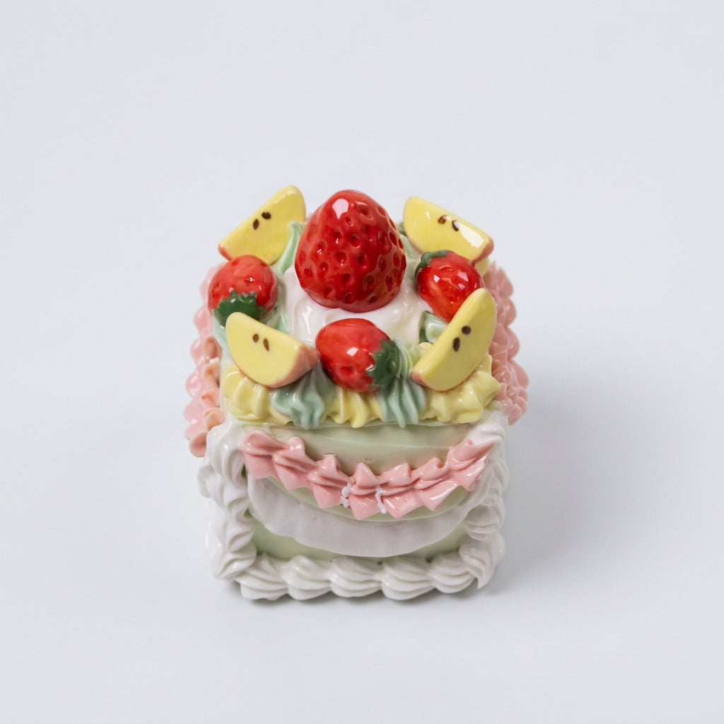 Handmade Ceramic Apple Strawberry Square Fruit Dessert Decoration