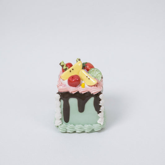 Handmade Ceramic Cake Topper Square Fruit Apple Cream Chocolate Sauce Dessert Decor
