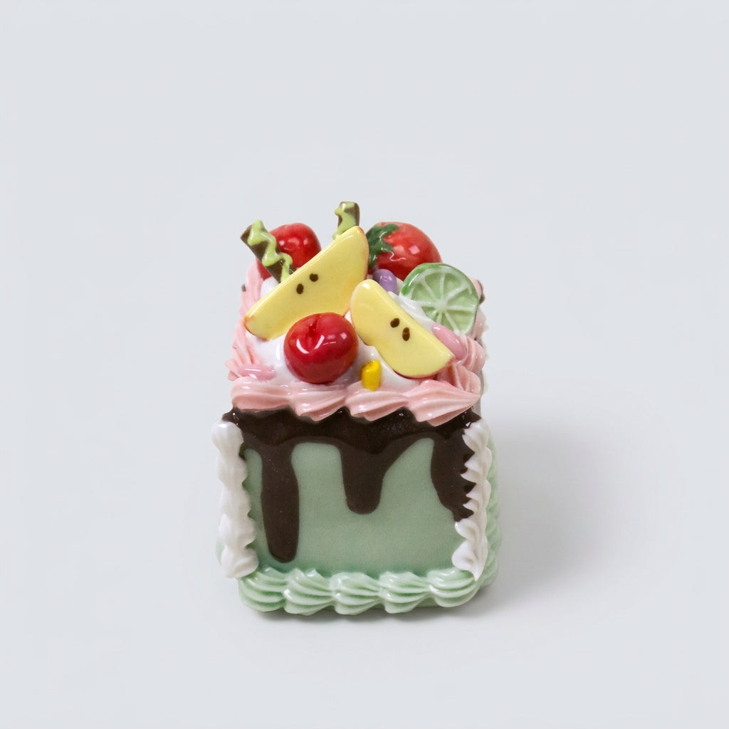 Handmade Ceramic Cake Topper Square Fruit Apple Cream Chocolate Sauce Dessert Decor