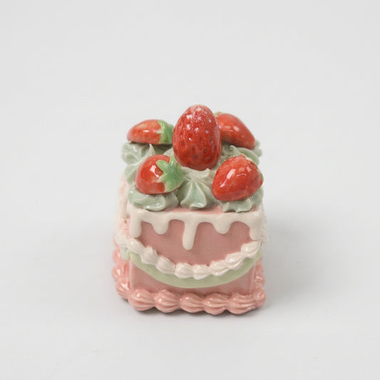 Handmade Ceramic Cake Topper, Square Fruit Cream Dessert Decor