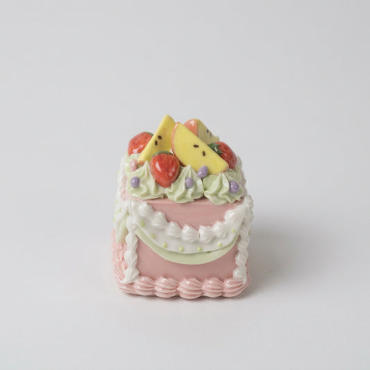 Handmade Ceramic Dessert Art, Square Fruit Cake Display Piece