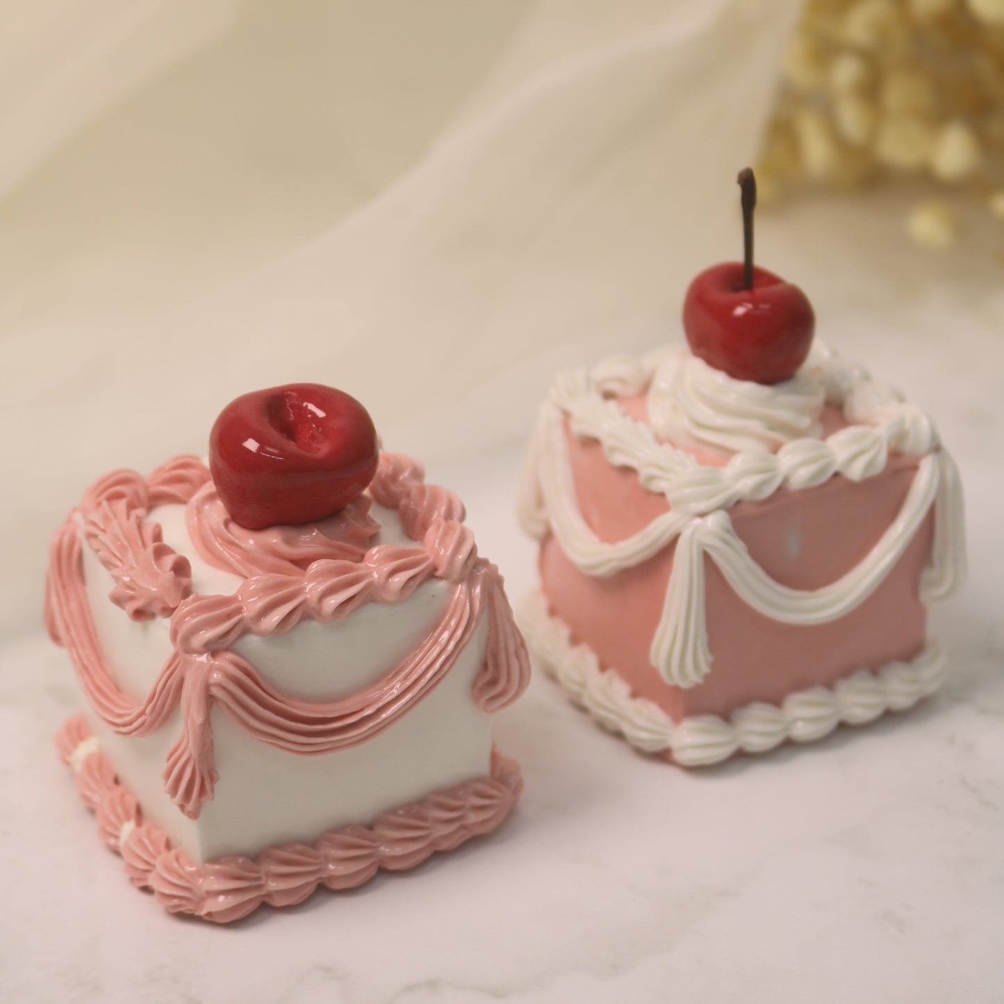 Handmade Ceramic "First Blush" Cake, Soft Pink & Mint Vintage Celebration, Whimsical Keepsake Figurine (CLAYYING)