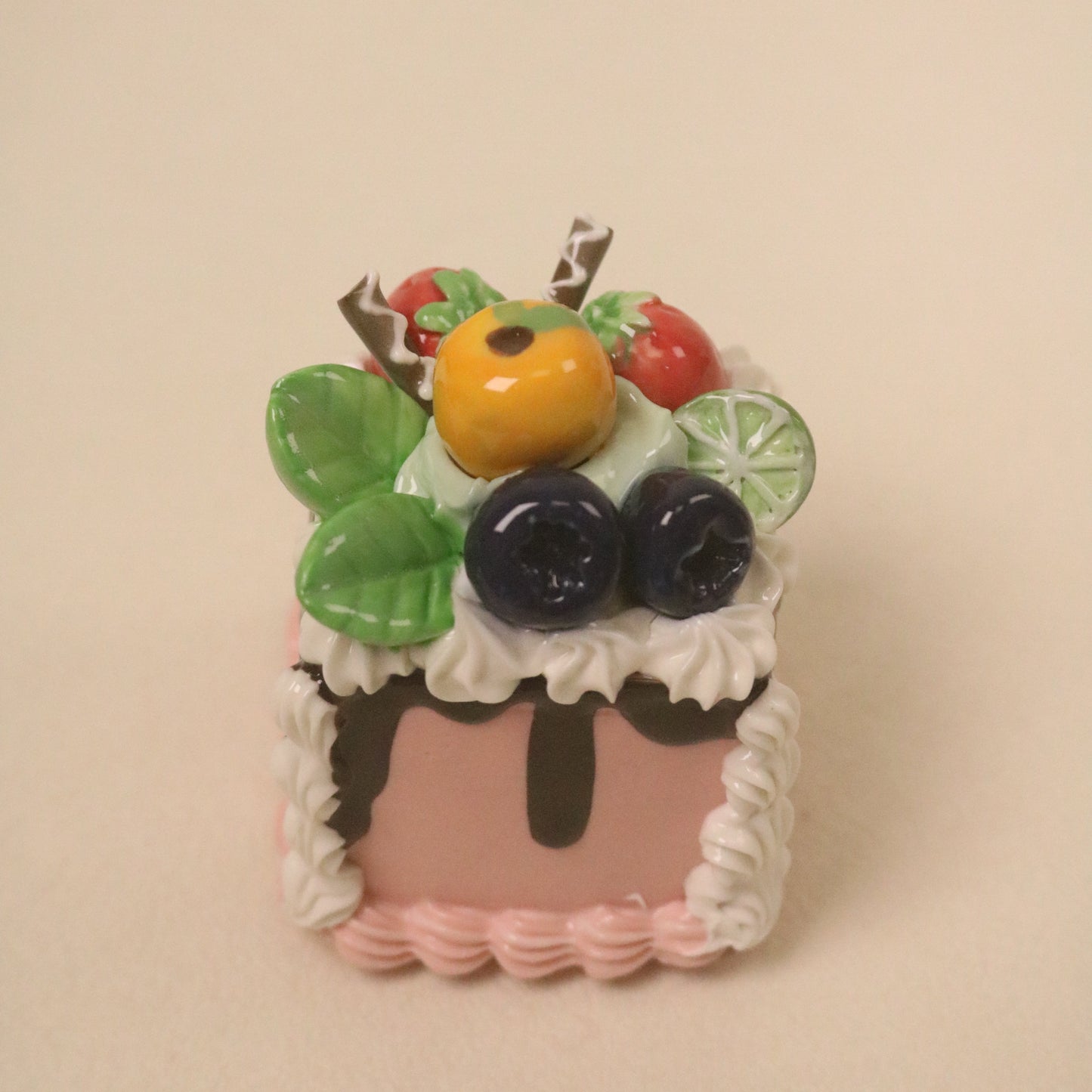 Handmade Ceramic Square Dessert Ornament, Unique Cake Decor Gift