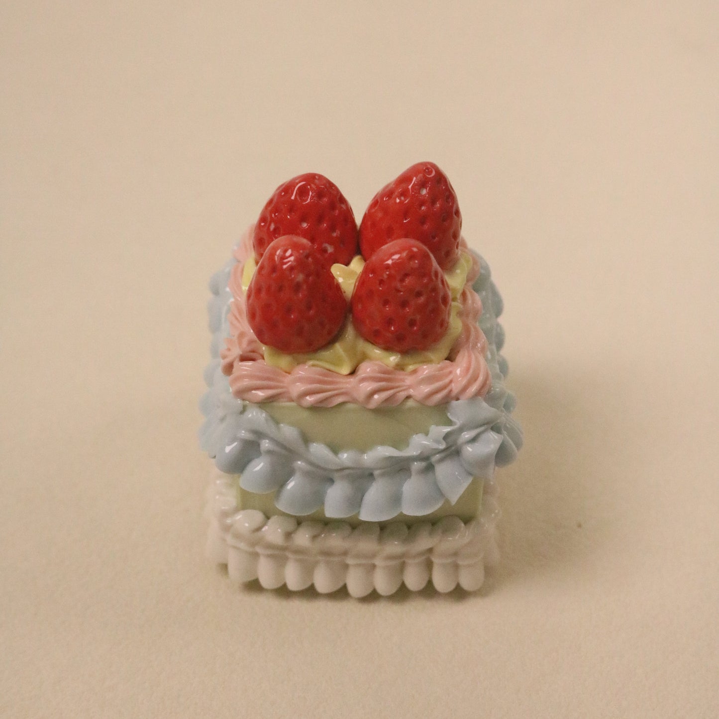 Handmade Ceramic Strawberry Square Fruit Dessert Decoration