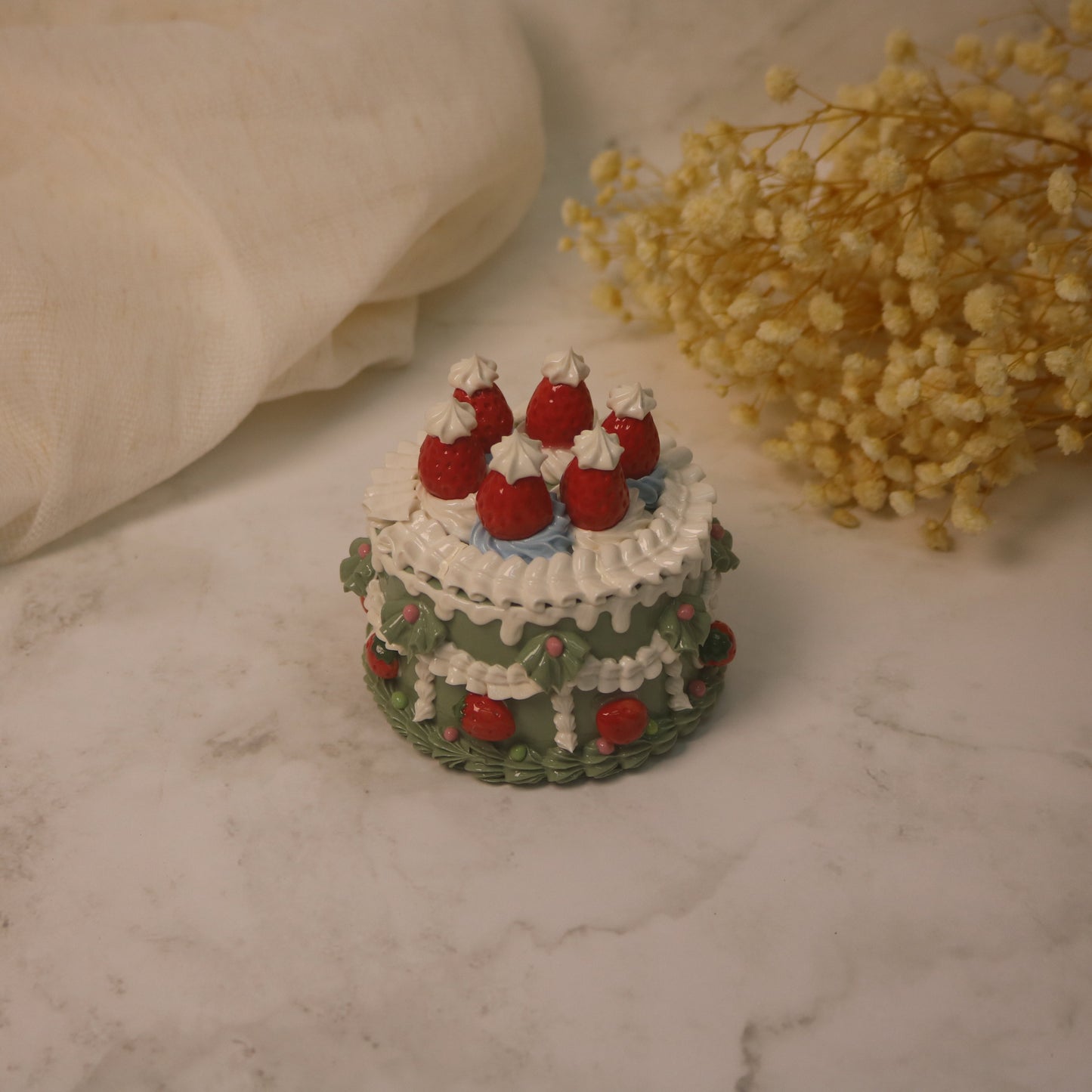 Handmade Christmas-themed Ceramic Cake