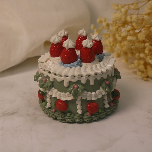 Handmade Christmas-themed Ceramic Cake