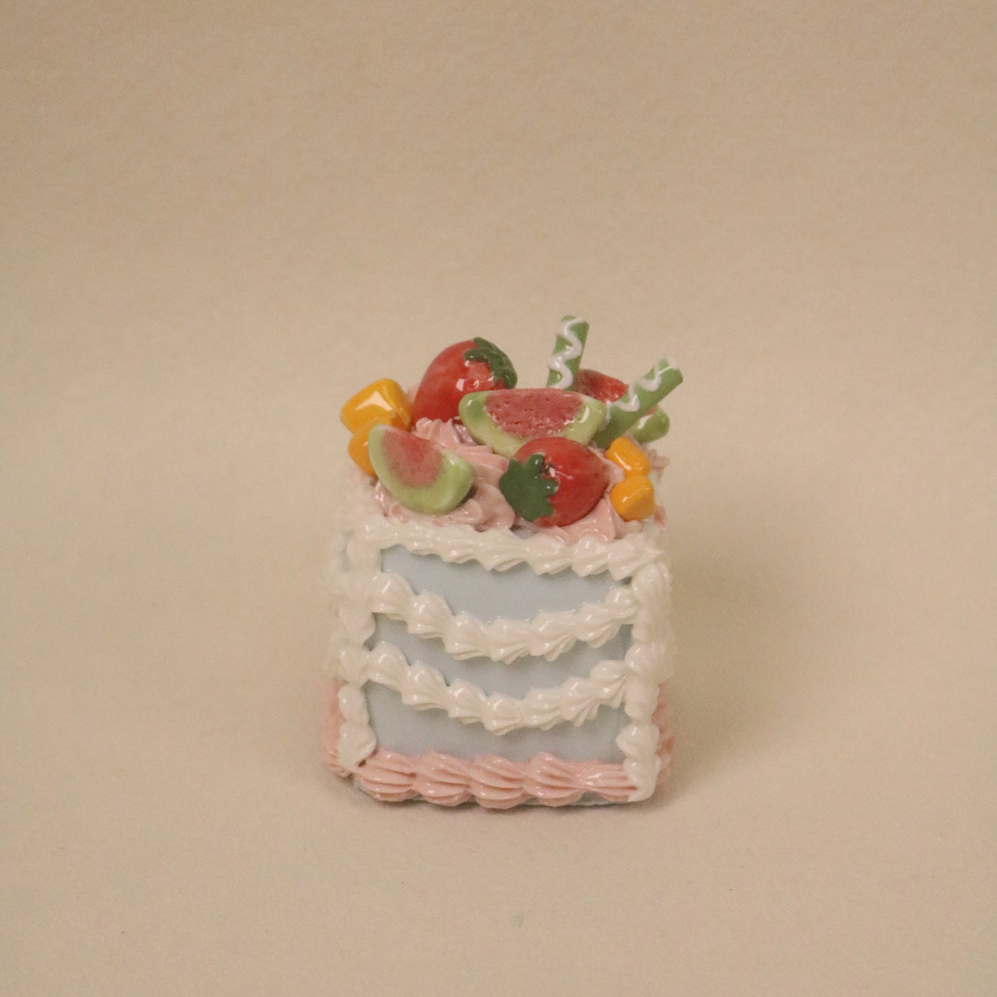 Handmade Fruit Cream Ornament Square Ceramic Cake Decoration