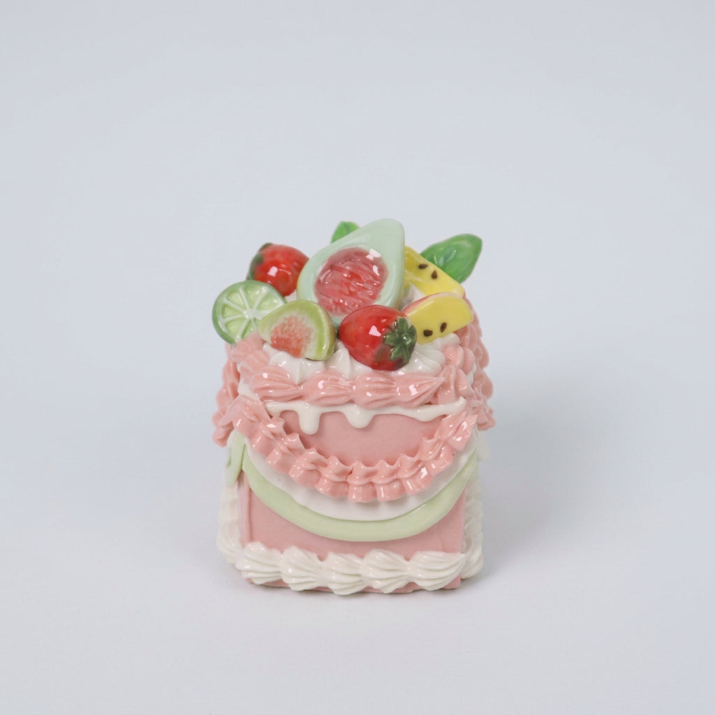 Handmade Square Ceramic Cake Decoration – Fruit Fig Cream Style Cake Topper