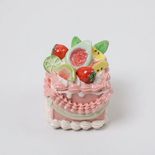 Handmade Square Ceramic Cake Decoration – Fruit Fig Cream Style Cake Topper