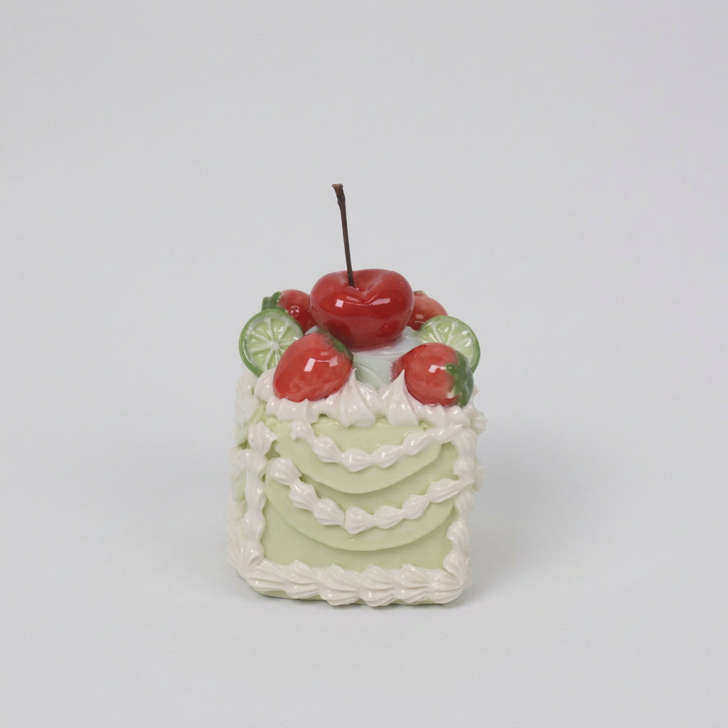 Mini Square Ceramic Cake Ornament, Handmade Cute Desk Decor