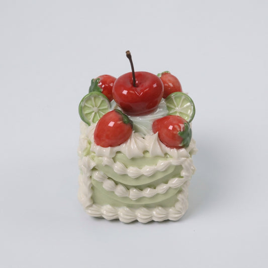 Mini Square Ceramic Cake Ornament, Handmade Cute Desk Decor