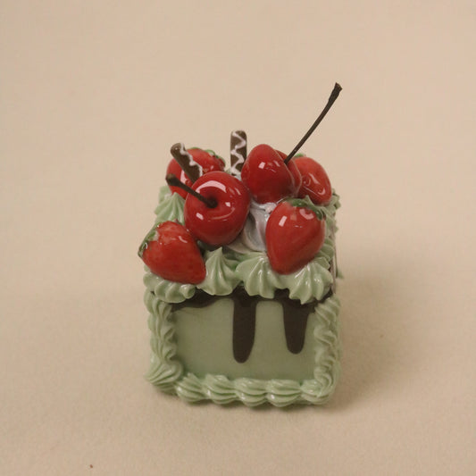 Square Mini Ceramic Cake, Cute Fruit Cream Home Decor Accent