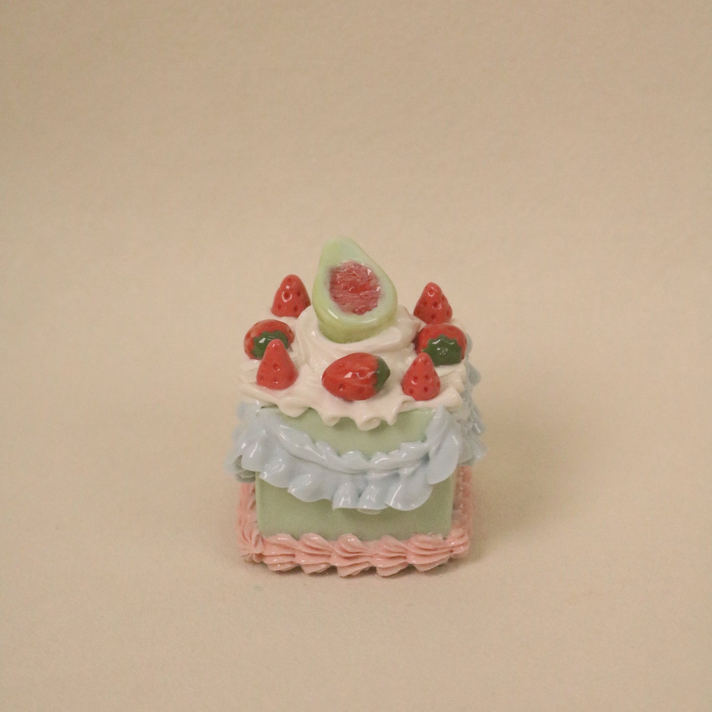 Modern Handmade Ceramic Dessert Piece – Square Cake Ornament
