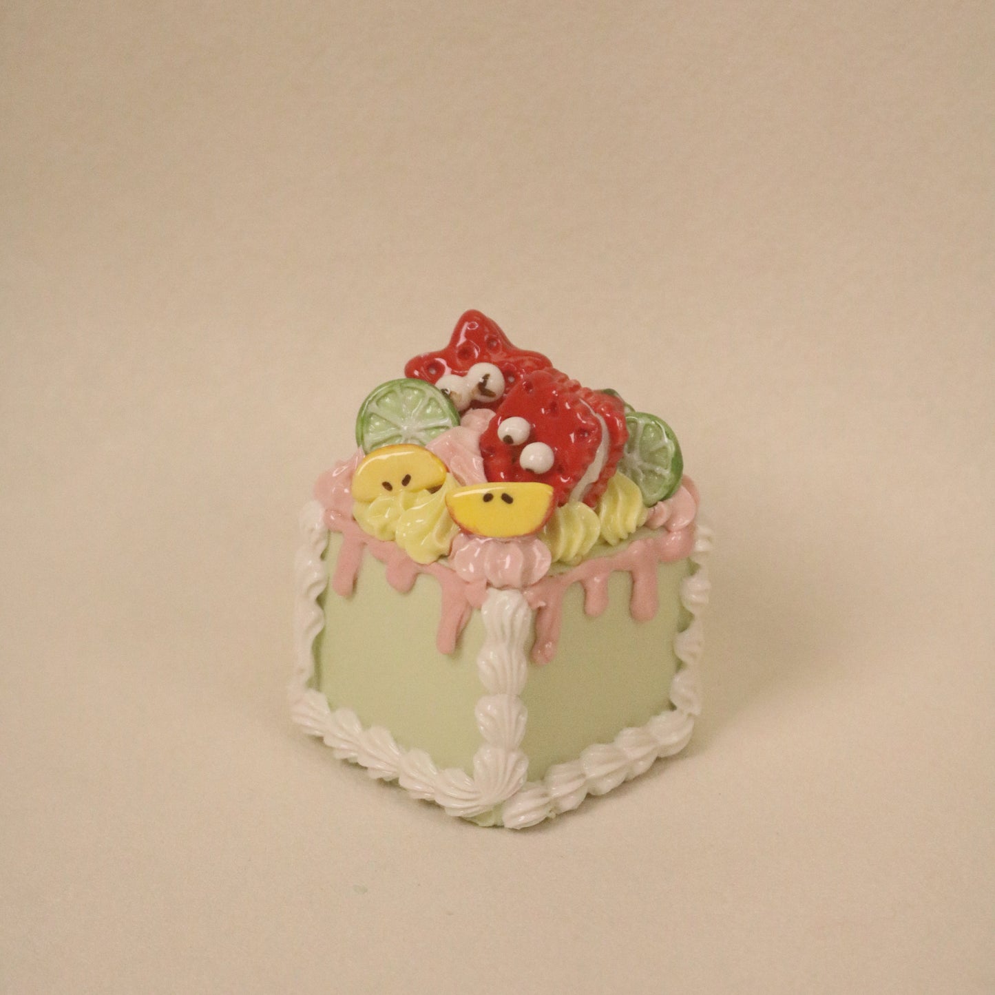 Modern Handmade Ceramic Dessert Piece Square Cake Ornament