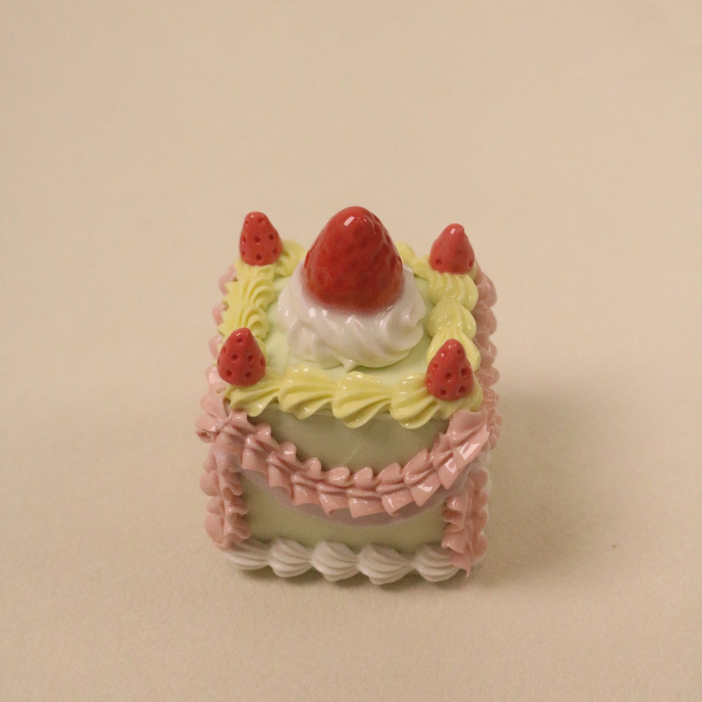 Minimal Square Ceramic Cake Sculpture – Handmade Dessert Art