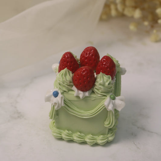 The Cherry Ruffle Pettit Four Handmade Ceramic Cake Home Decor