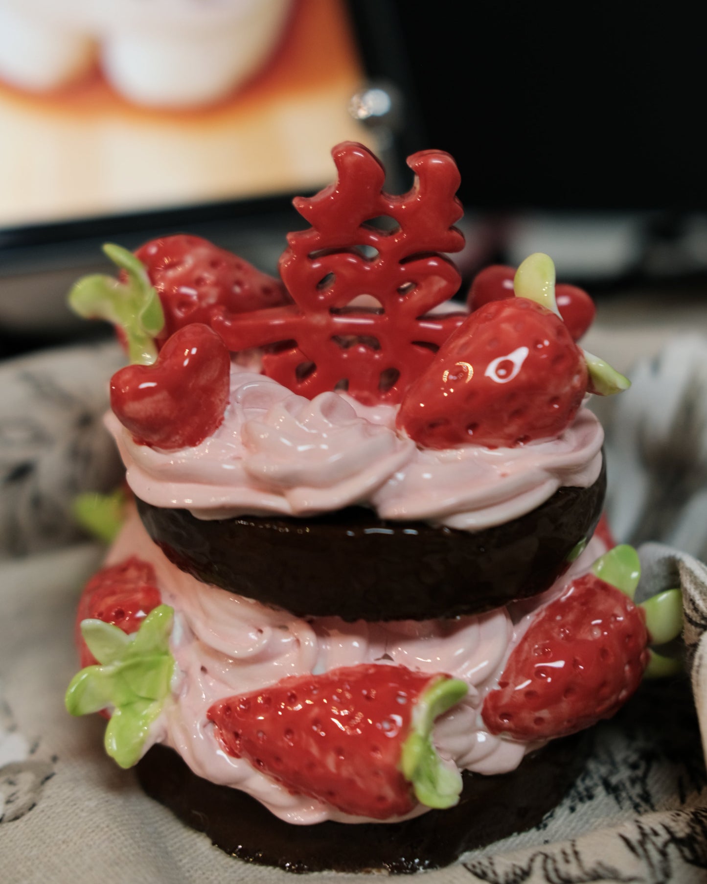 Handmade Wedding Blessing Ceramic Cake Commemorative Decoration