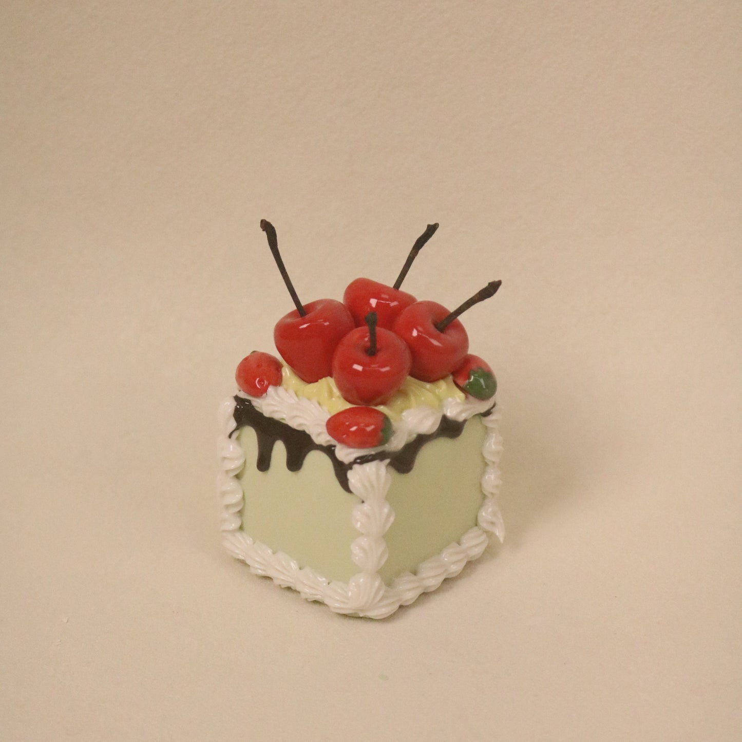 Aesthetic Ceramic Cake Topper, Handmade Fruit Cream Mini Cake