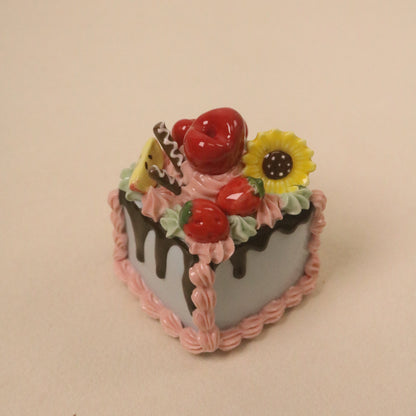 Ceramic Mini Cake Decor, Handmade Square Fruit Cream Ornament