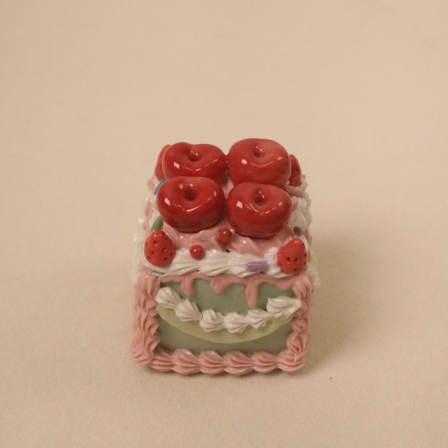 Cute Square Ceramic Cake Sculpture, Aesthetic Dessert Home Decor