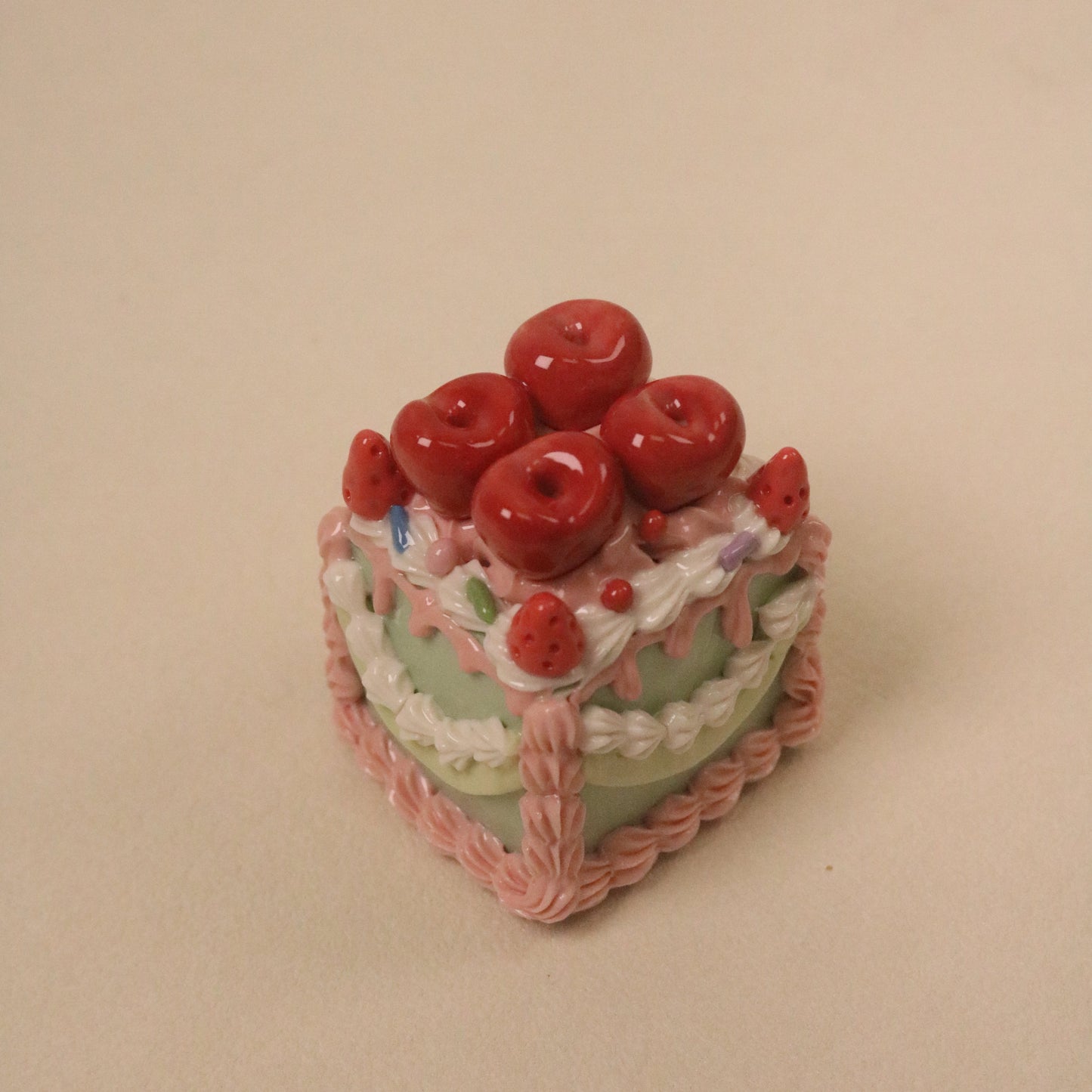 Cute Square Ceramic Cake Sculpture, Aesthetic Dessert Home Decor