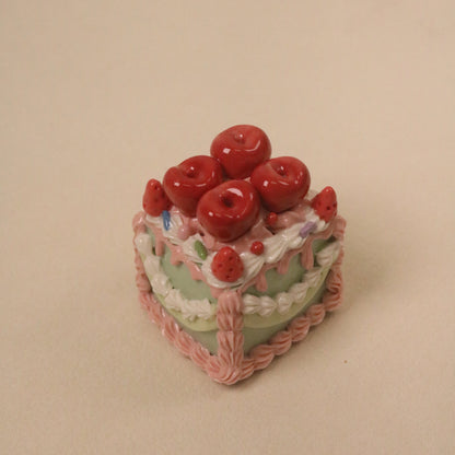 Cute Square Ceramic Cake Sculpture, Aesthetic Dessert Home Decor