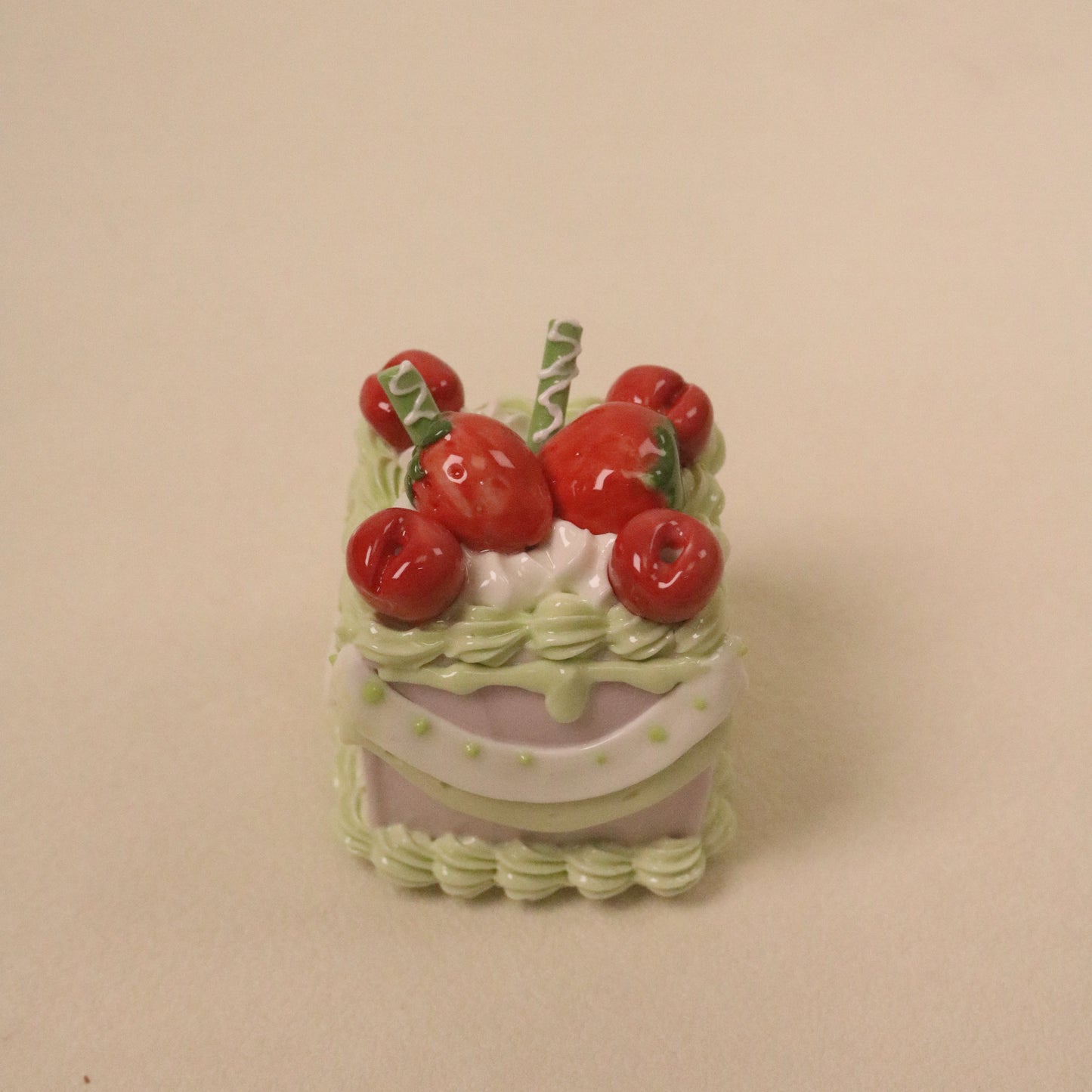 Aesthetic Fake Cake Decoration, Handmade Ceramic Square Dessert Piece