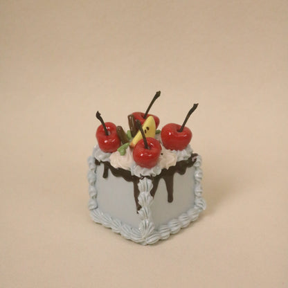 Artisan Ceramic Cake Topper Square Design with Fruit Cream Detail