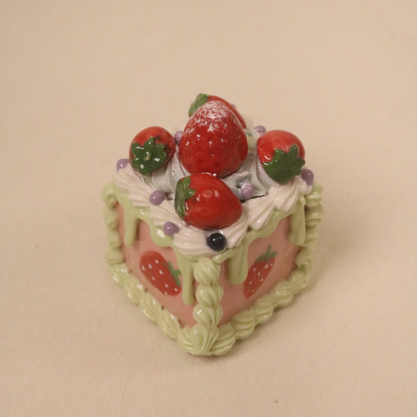 Square Ceramic Dessert Decor, Cute Handmade Mini Cake Art