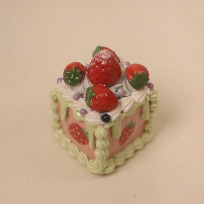 Square Ceramic Dessert Decor, Cute Handmade Mini Cake Art