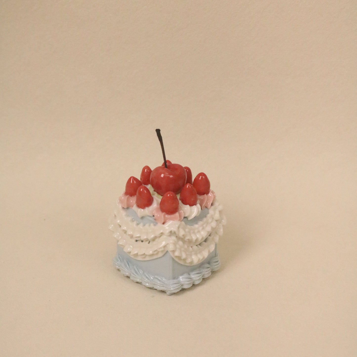 Ceramic Fruit Cream Cake Topper Handmade Square Cherry Strawberry Cake Decor