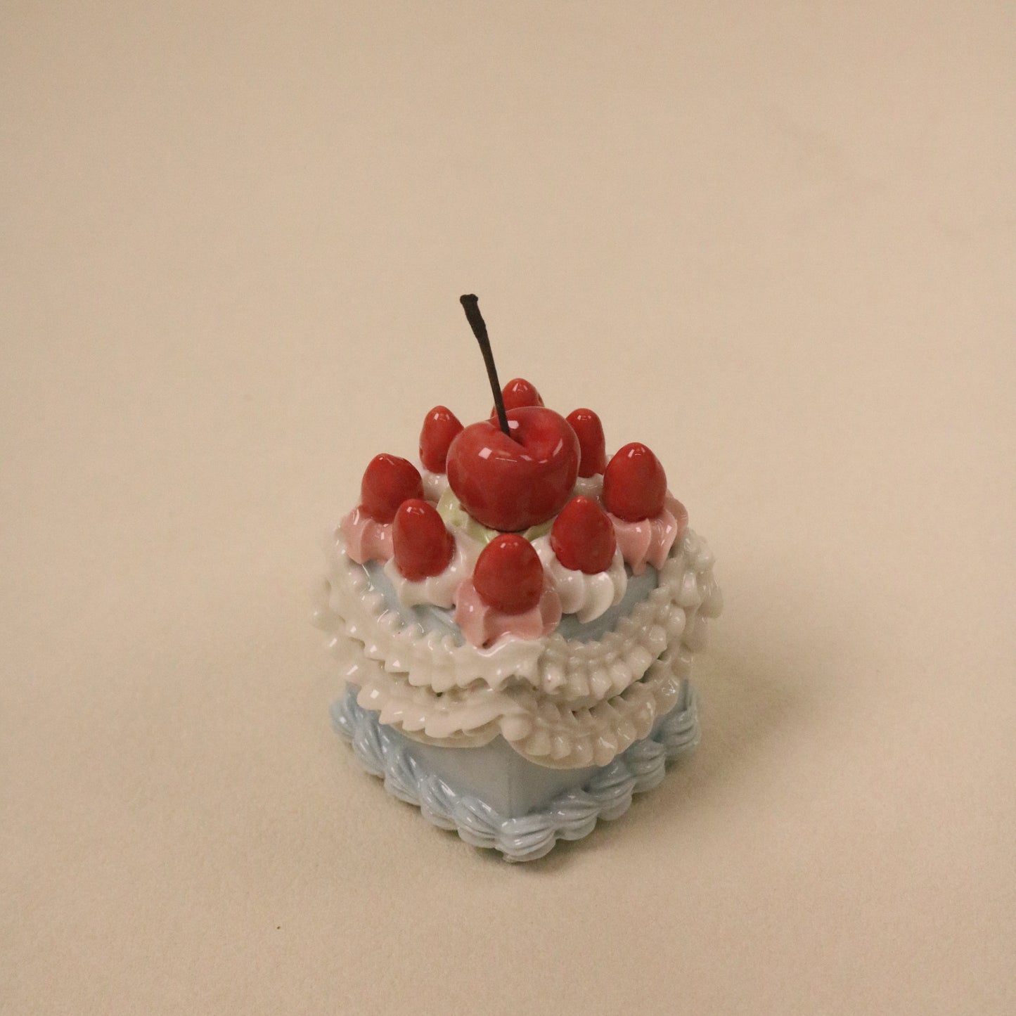 Ceramic Fruit Cream Cake Topper Handmade Square Cherry Strawberry Cake Decor