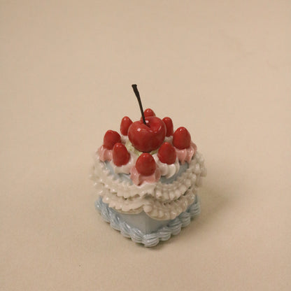 Ceramic Fruit Cream Cake Topper Handmade Square Cherry Strawberry Cake Decor
