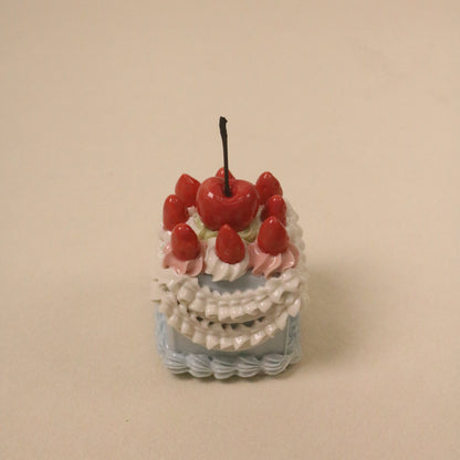 Ceramic Fruit Cream Cake Topper Handmade Square Cherry Strawberry Cake Decor