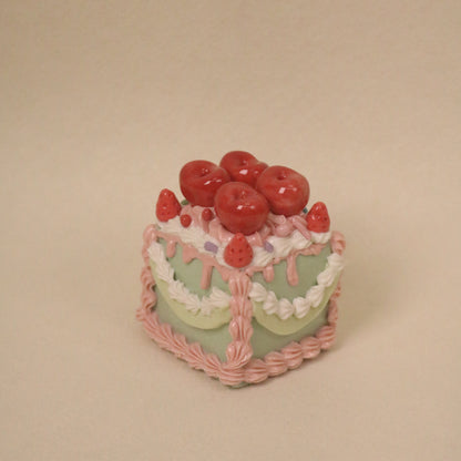 Cute Square Ceramic Cake Sculpture, Aesthetic Dessert Home Decor