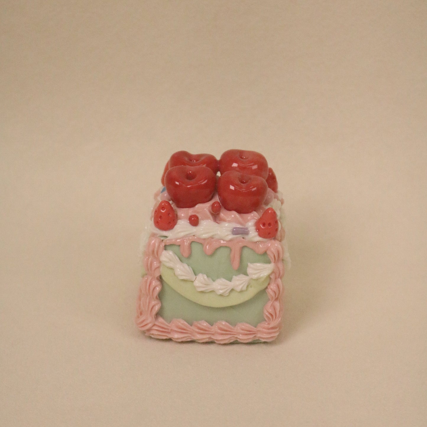 Cute Square Ceramic Cake Sculpture, Aesthetic Dessert Home Decor