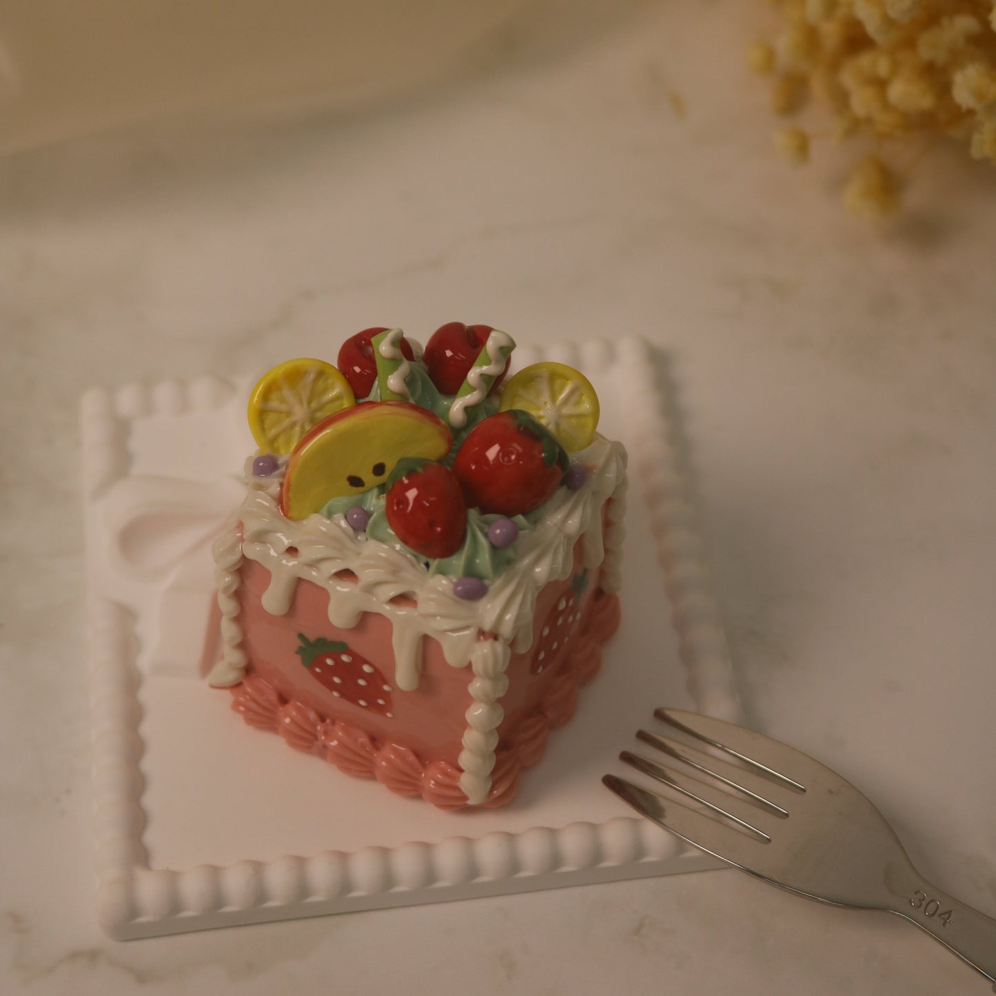 Fake Cake Ornament Sprite’s Orchard Theme Desk Decor