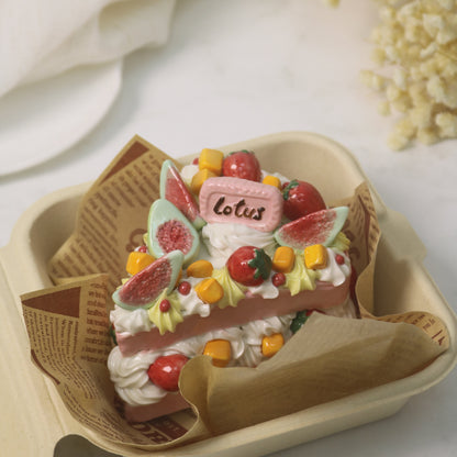 Handcrafted Artistic High-Temperature Firing of Triangular-Sliced Strawberry Ceramic Cake