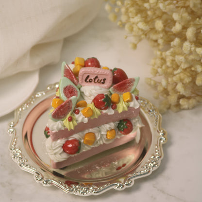 Handcrafted Artistic High-Temperature Firing of Triangular-Sliced Strawberry Ceramic Cake