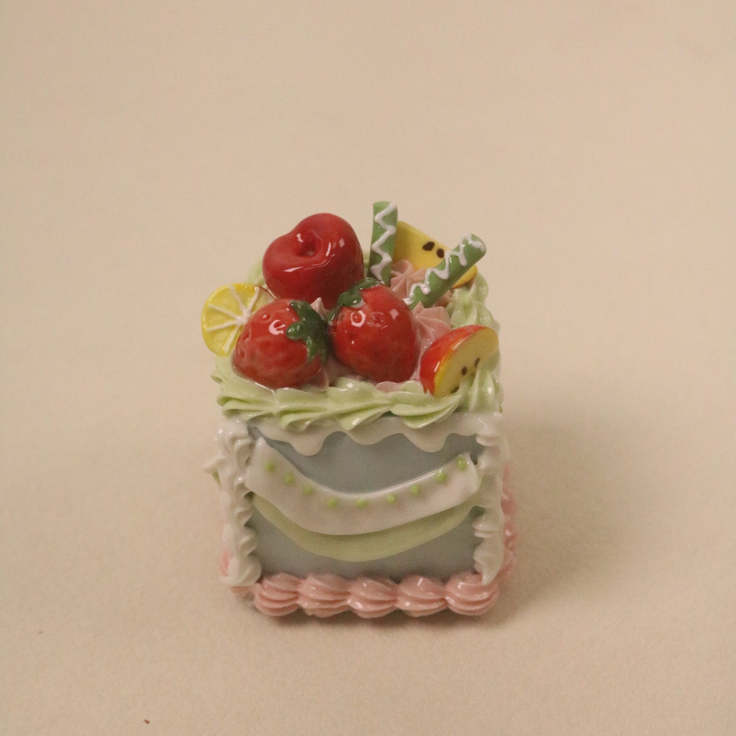 Handicrafts Square Ceramic Cake Decorations | Ceramic Fruit Cream Cake Toppers