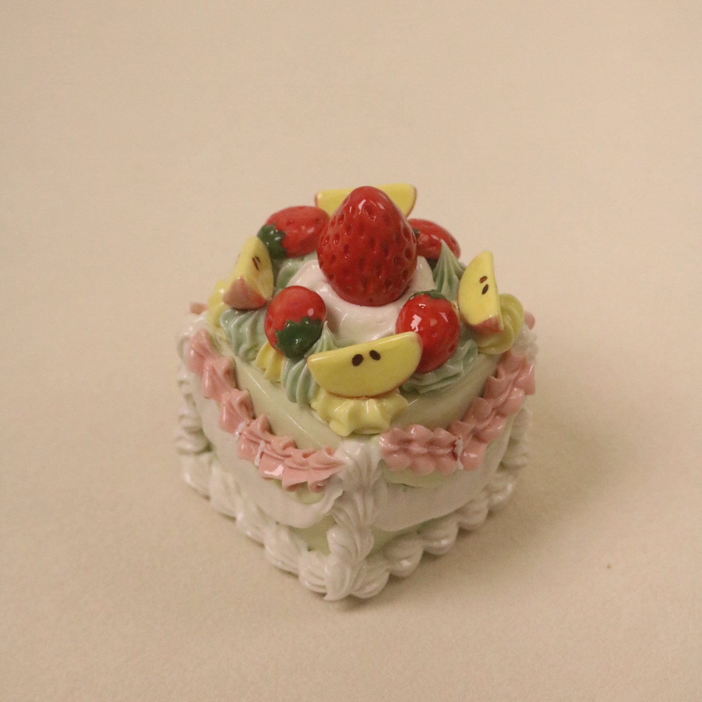 Handmade Ceramic Apple Strawberry Square Fruit Dessert Decoration