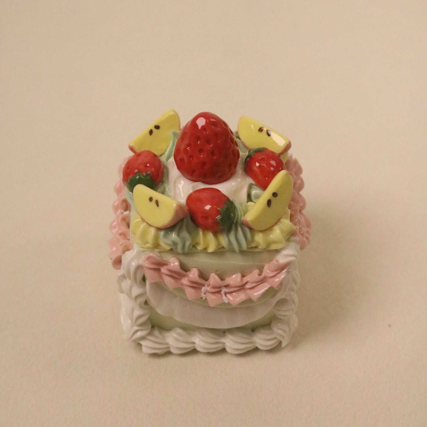 Handmade Ceramic Apple Strawberry Square Fruit Dessert Decoration