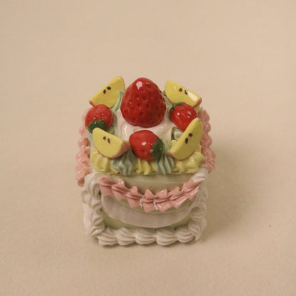 Handmade Ceramic Apple Strawberry Square Fruit Dessert Decoration