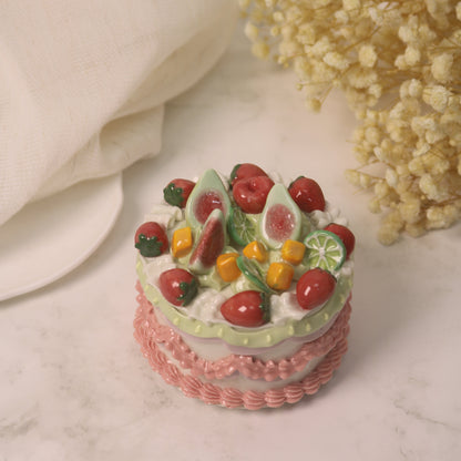 Handmade Ceramic Cake Ornament – Cute Shelf Decor for Aesthetic Spaces