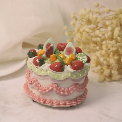 Handmade Ceramic Cake Ornament – Cute Shelf Decor for Aesthetic Spaces