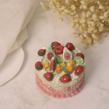 Handmade Ceramic Cake Ornament – Cute Shelf Decor for Aesthetic Spaces