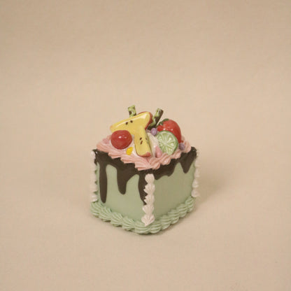 Handmade Ceramic Cake Topper Square Fruit Apple Cream Chocolate Sauce Dessert Decor